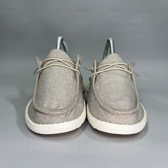 Hey Dude Women's Size 6 Wendy Chambray Beige Canvas Slip On Shoes - Picture 2 of 11